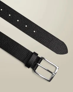 Cheap Charles Tyrwhitt Made in England Textured Leather Chino Belt - Black