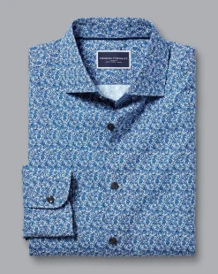 Clearance Charles Tyrwhitt Made With Liberty Fabric Berry Print Semi-Spread Collar Shirt - Blue Indigo