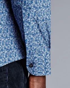 Clearance Charles Tyrwhitt Made With Liberty Fabric Berry Print Semi-Spread Collar Shirt - Blue Indigo