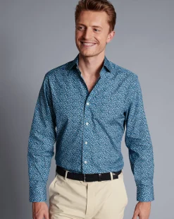 Best Sale Charles Tyrwhitt Made With Liberty Fabric Petal Print Semi-Spread Collar Shirt - Blue Indigo
