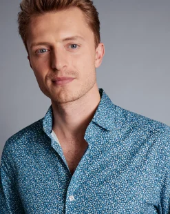 Best Sale Charles Tyrwhitt Made With Liberty Fabric Petal Print Semi-Spread Collar Shirt - Blue Indigo