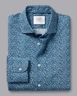 Best Sale Charles Tyrwhitt Made With Liberty Fabric Petal Print Semi-Spread Collar Shirt - Blue Indigo