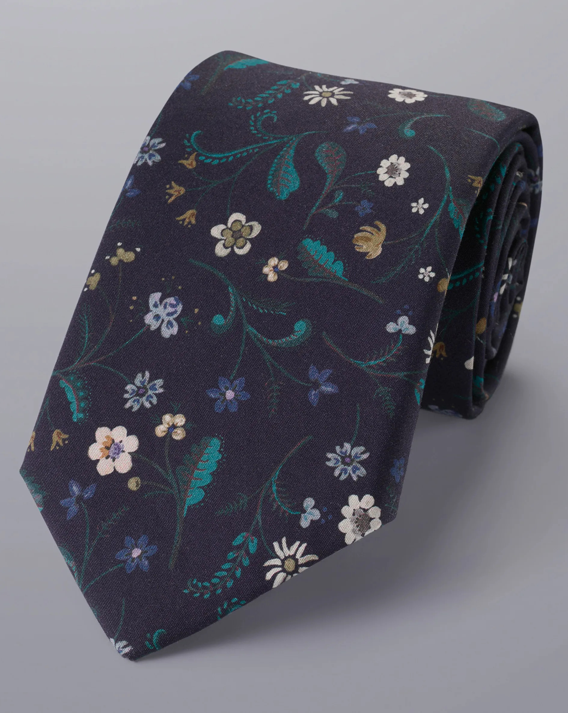Discount Charles Tyrwhitt Made With Liberty Fabric Large Floral Print Cotton Tie - Navy