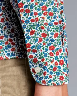 Fashion Charles Tyrwhitt Made With Liberty Fabric Floral Print Shirt Semi-Spread Collar Shirt - Red