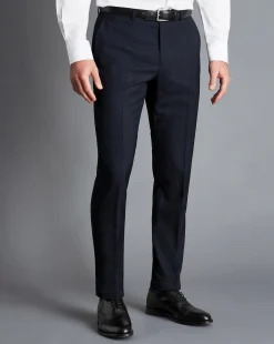Discount Charles Tyrwhitt Melange Pinstripe Suit Pants - Dark Navy