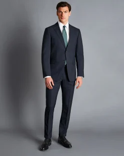 Discount Charles Tyrwhitt Melange Pinstripe Suit Pants - Dark Navy