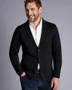 Shop Charles Tyrwhitt Merino Blazer - Grey Charcoal