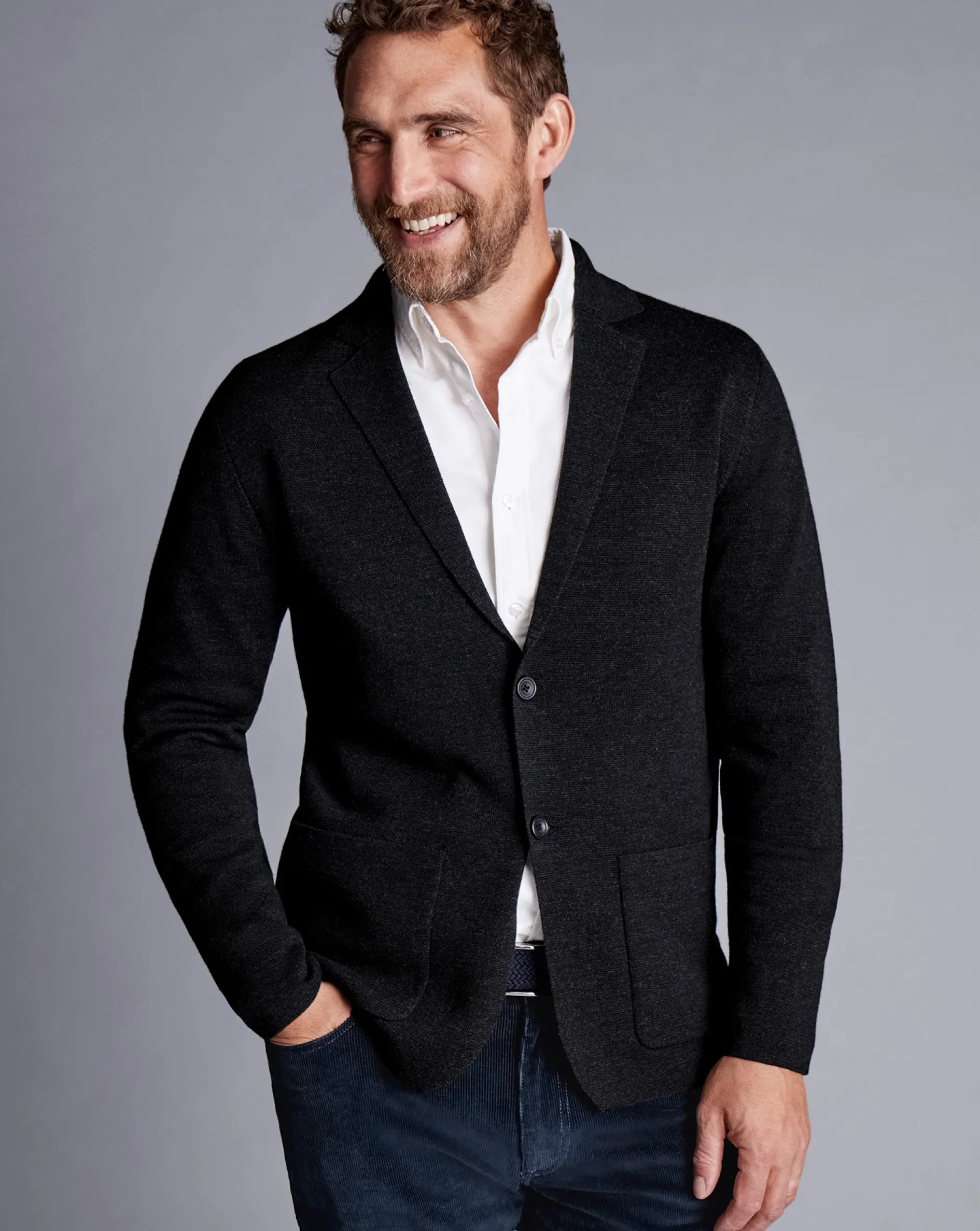 Shop Charles Tyrwhitt Merino Blazer - Grey Charcoal