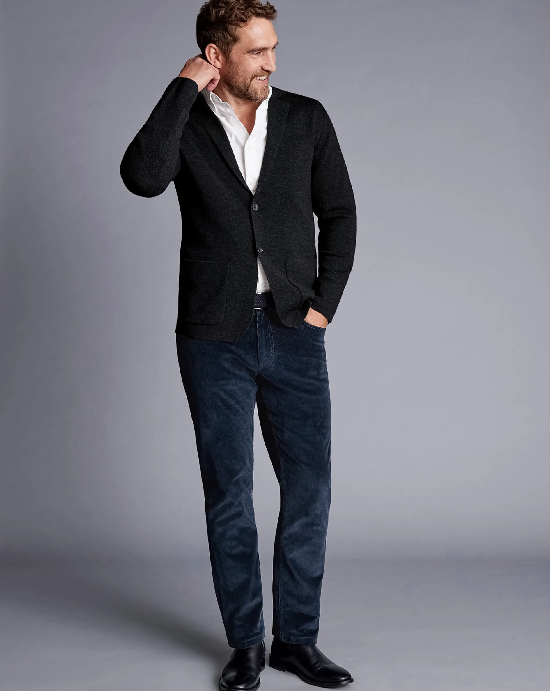 Shop Charles Tyrwhitt Merino Blazer - Grey Charcoal