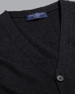 Hot Charles Tyrwhitt Merino Cardigan - Grey Charcoal