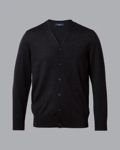 Hot Charles Tyrwhitt Merino Cardigan - Grey Charcoal