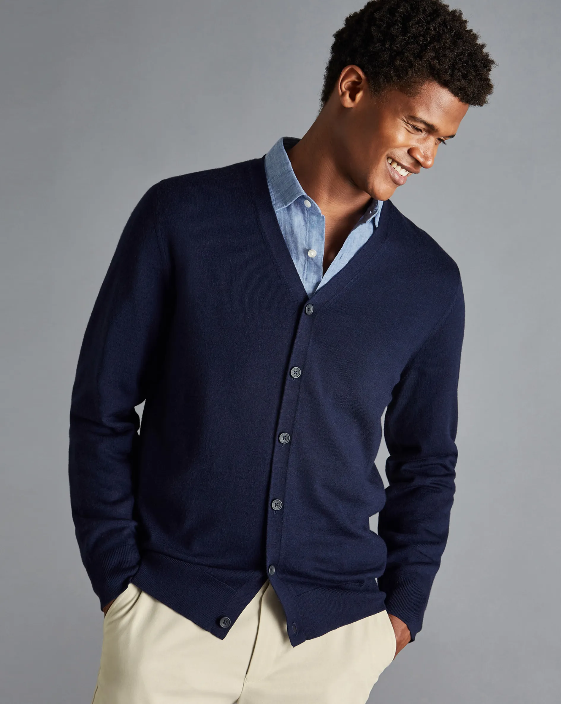 Fashion Charles Tyrwhitt Merino Cardigan - Navy