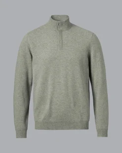 Best Charles Tyrwhitt Merino Cashmere Button Neck Sweater - Sage Green