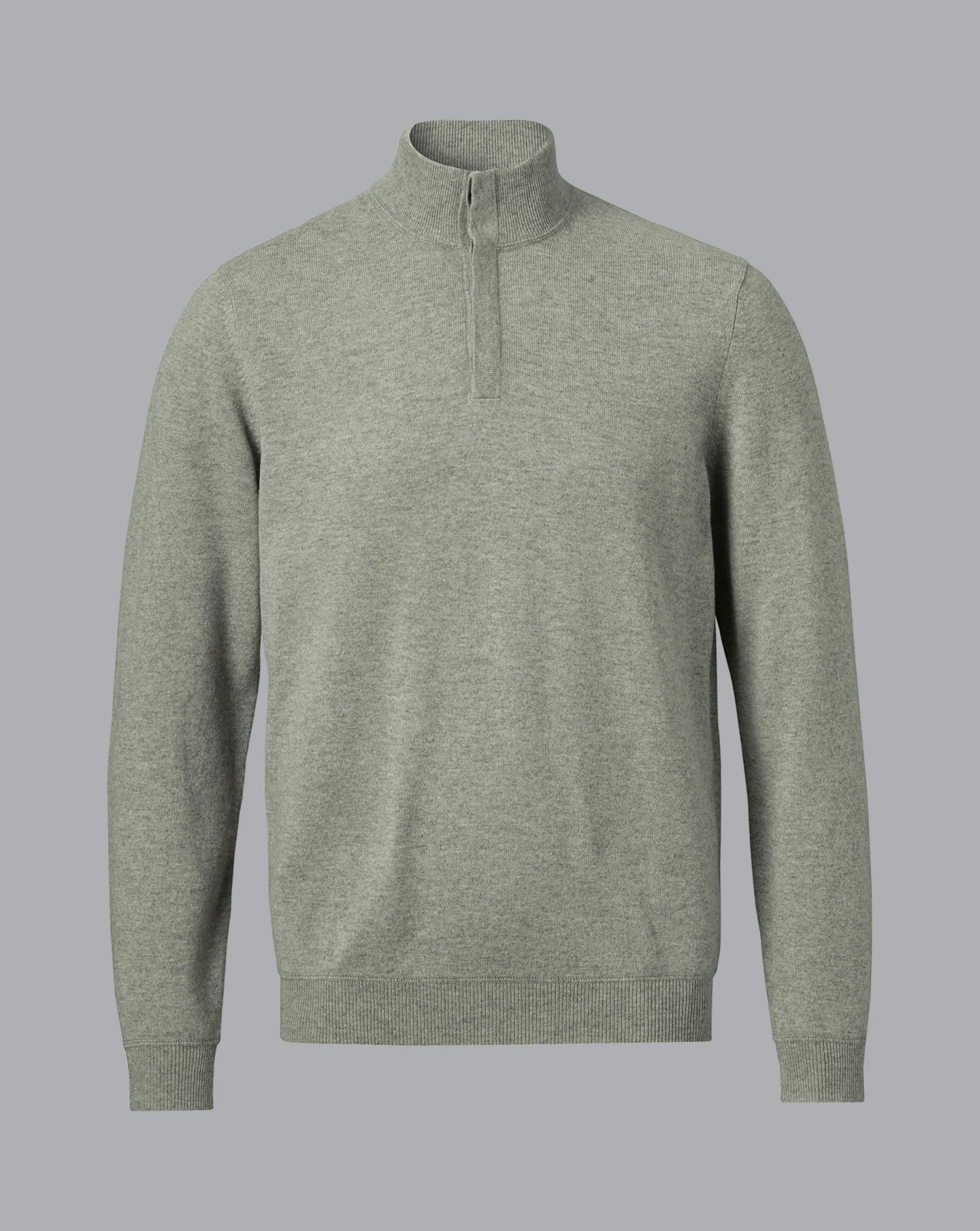 Best Charles Tyrwhitt Merino Cashmere Button Neck Sweater - Sage Green