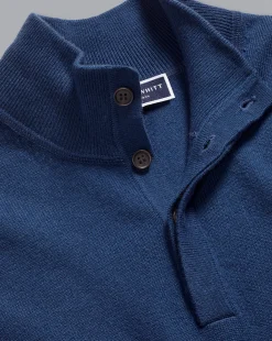 Cheap Charles Tyrwhitt Merino Cashmere Button Neck Sweater - Indigo