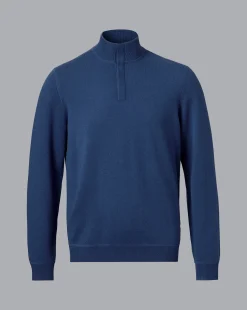 Cheap Charles Tyrwhitt Merino Cashmere Button Neck Sweater - Indigo