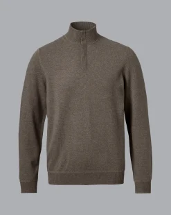 Hot Charles Tyrwhitt Merino Cashmere Button Neck Sweater - Mocha