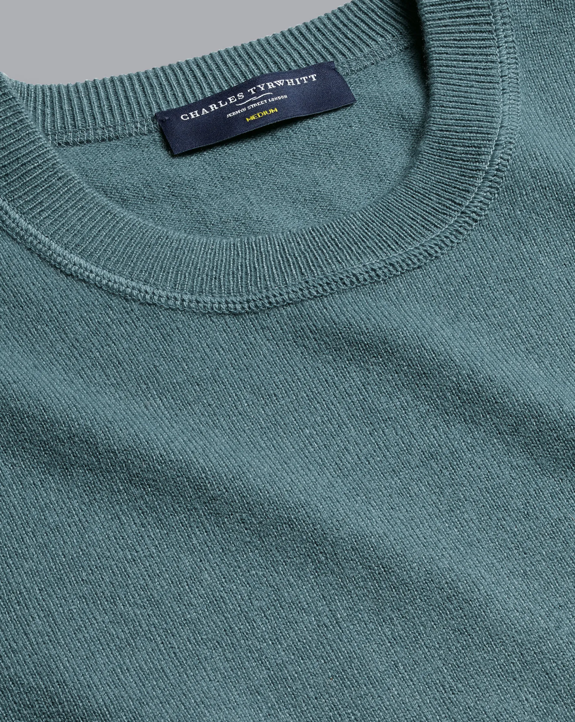 Store Charles Tyrwhitt Merino Cashmere Crew Neck Sweater - Pale Green Teal