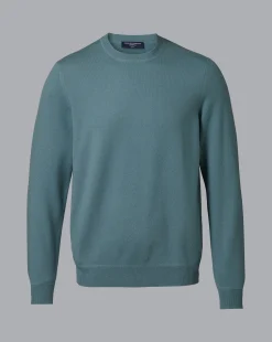 Store Charles Tyrwhitt Merino Cashmere Crew Neck Sweater - Pale Green Teal