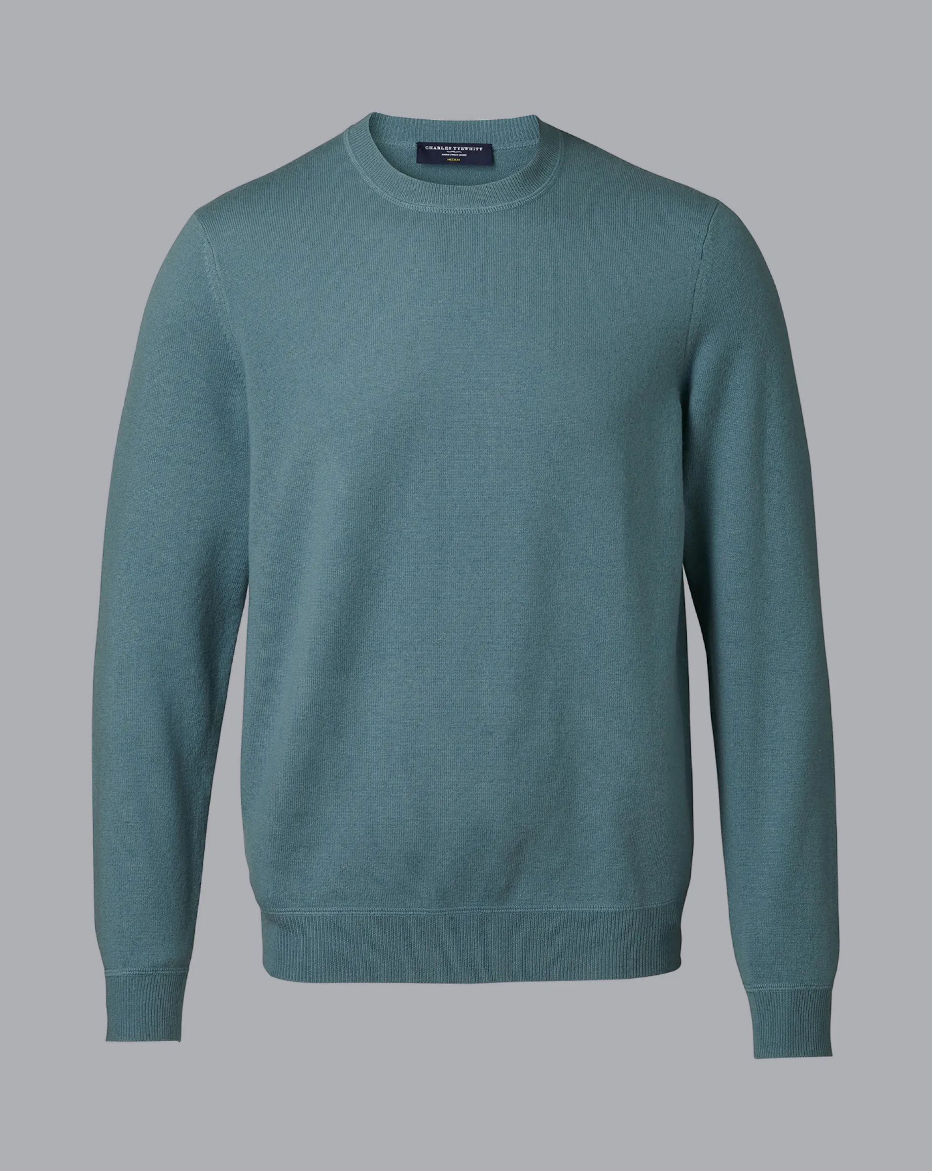Store Charles Tyrwhitt Merino Cashmere Crew Neck Sweater - Pale Green Teal