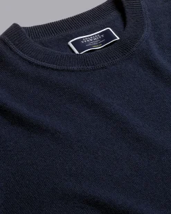 Store Charles Tyrwhitt Merino Cashmere Crew Neck Sweater - Navy
