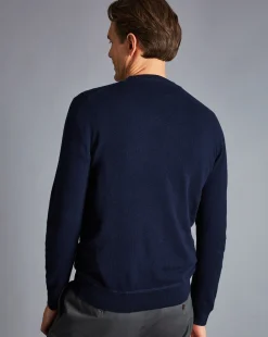 Store Charles Tyrwhitt Merino Cashmere Crew Neck Sweater - Navy