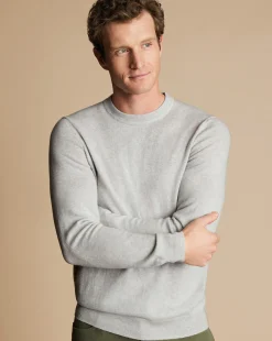 Online Charles Tyrwhitt Merino Cashmere Crew Neck Sweater -   Silver