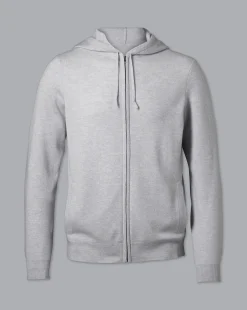 Best Sale Charles Tyrwhitt Merino Cashmere Hooded Zip Through Sweater - Silver