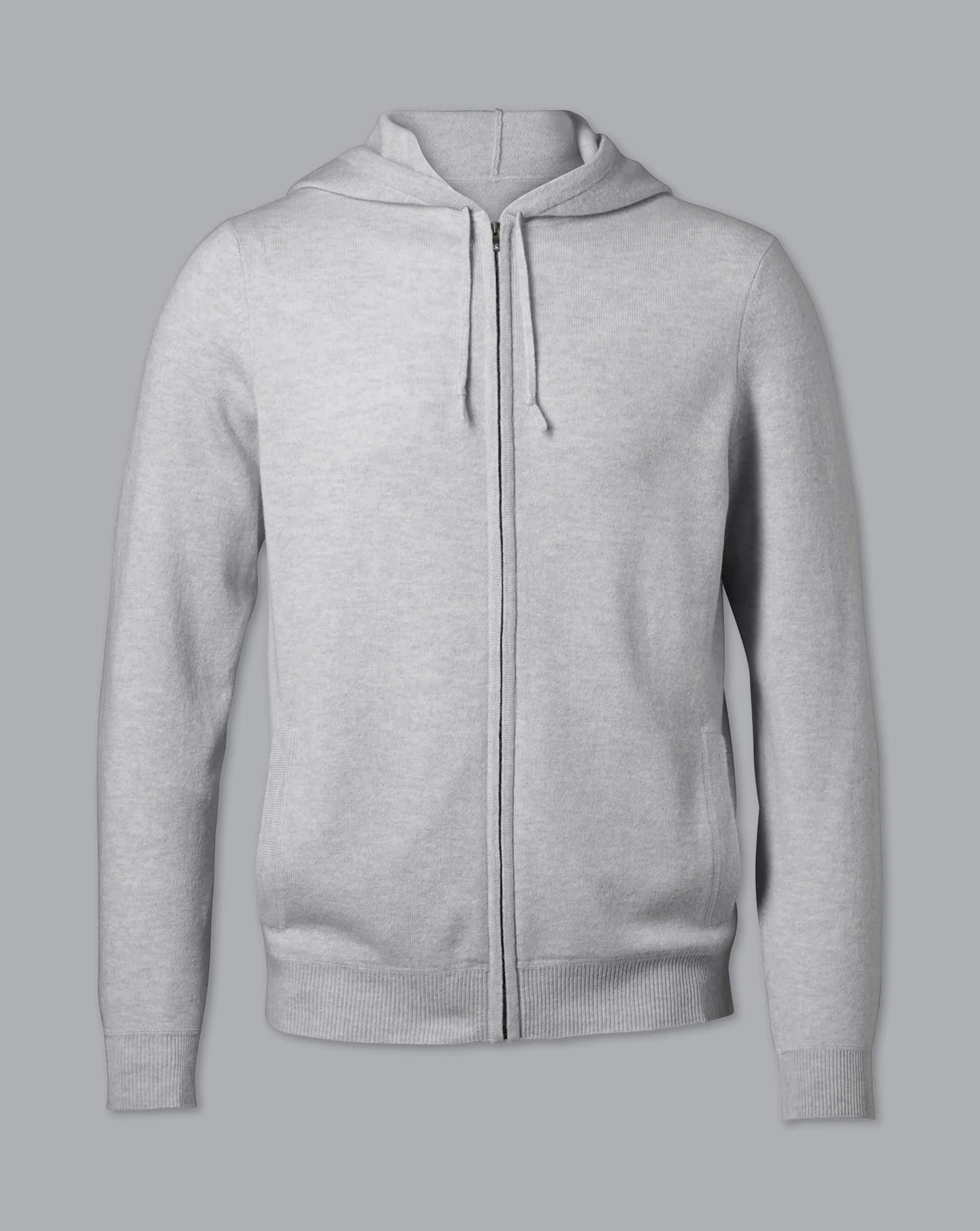 Best Sale Charles Tyrwhitt Merino Cashmere Hooded Zip Through Sweater - Silver