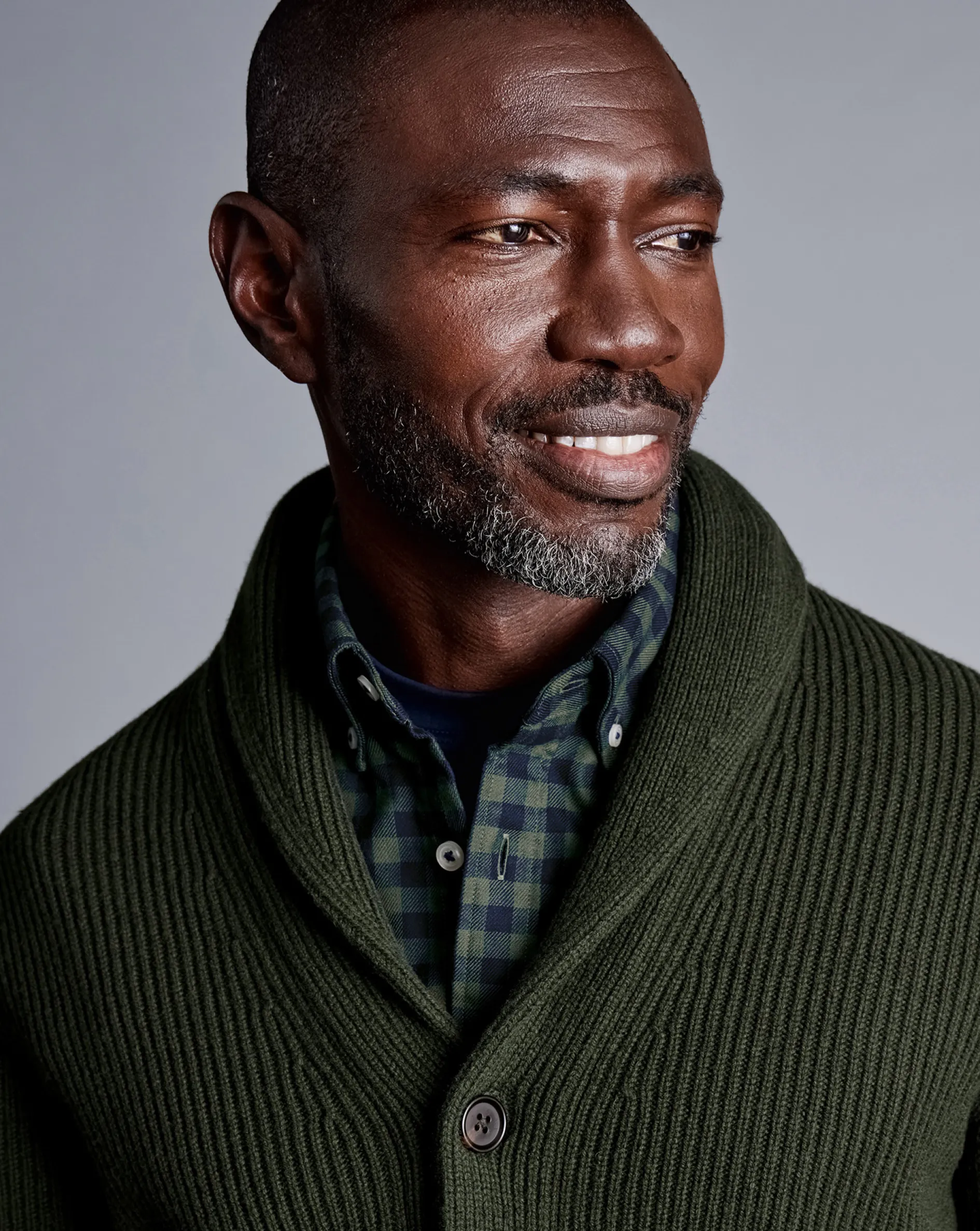 Store Charles Tyrwhitt Merino Chunky Shawl Neck Cardigan - Dark Olive