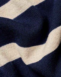 Clearance Charles Tyrwhitt Merino Crew Neck Striped Sweater - Navy & Stone
