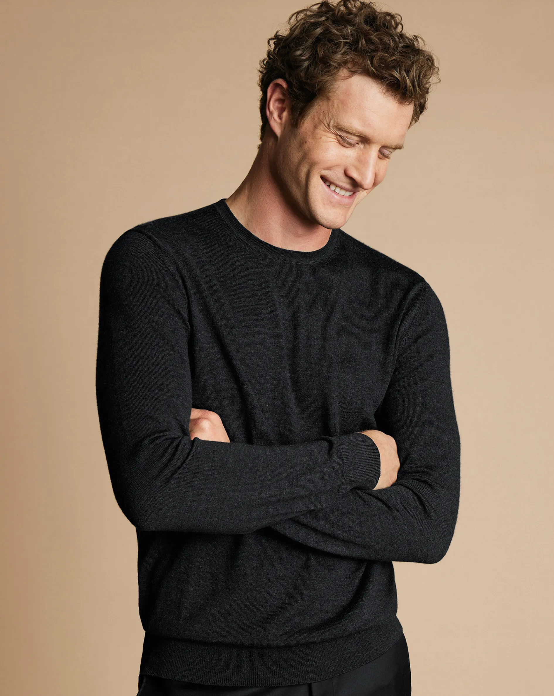 Flash Sale Charles Tyrwhitt Merino Crew Neck Sweater - Grey Charcoal