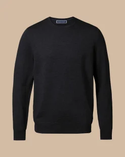 Flash Sale Charles Tyrwhitt Merino Crew Neck Sweater - Grey Charcoal