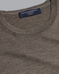 Cheap Charles Tyrwhitt Merino Crew Neck Sweater - Mocha