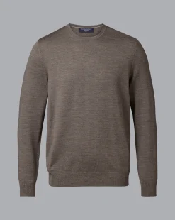 Cheap Charles Tyrwhitt Merino Crew Neck Sweater - Mocha