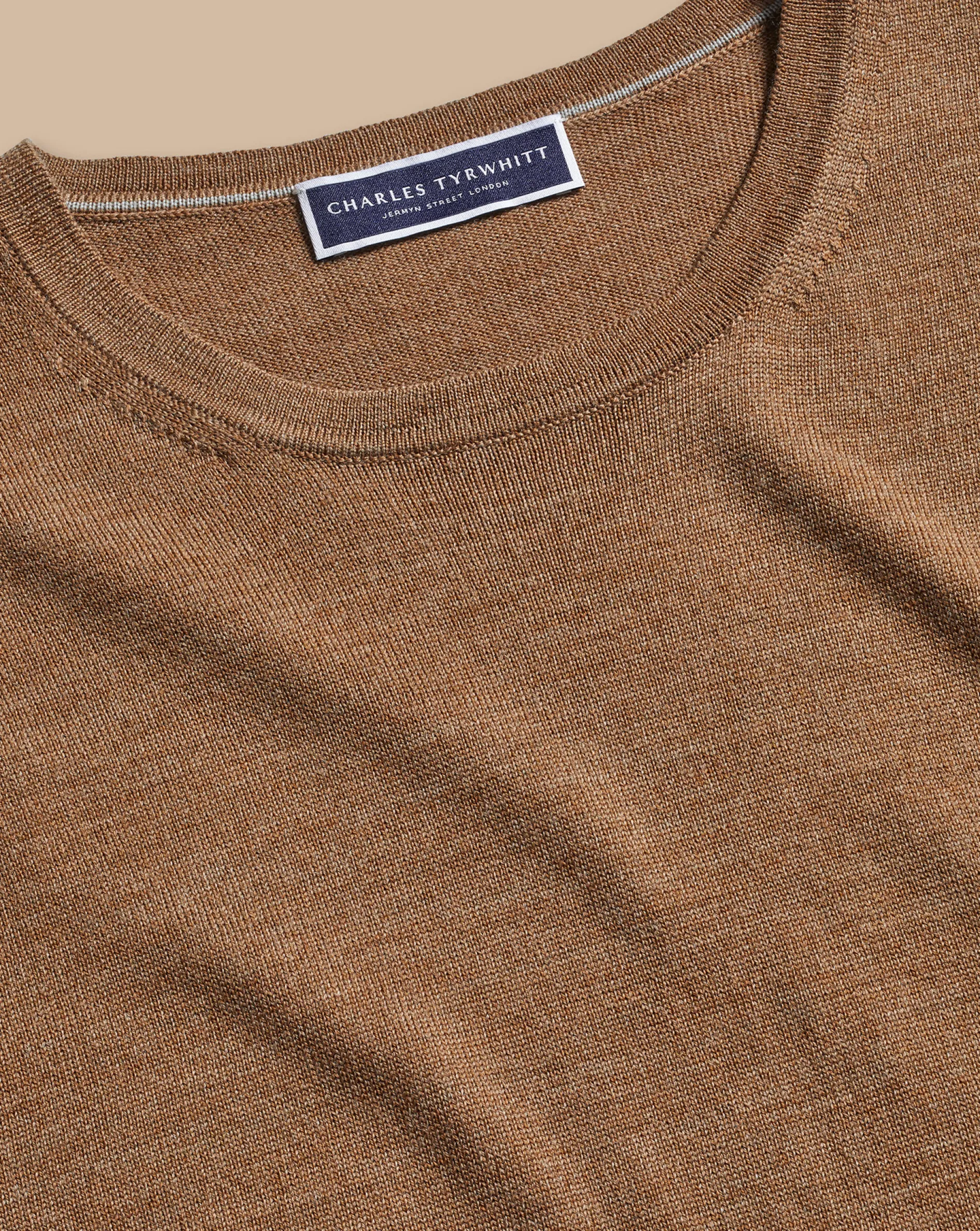 Flash Sale Charles Tyrwhitt Merino Crew Neck Sweater - Sand
