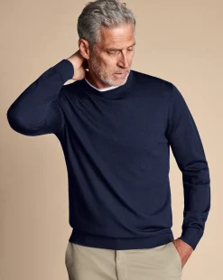 Clearance Charles Tyrwhitt Merino Crew Neck Sweater - Navy