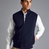 Shop Charles Tyrwhitt Merino Funnel Neck Vest - Navy