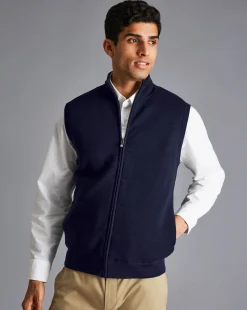 Shop Charles Tyrwhitt Merino Funnel Neck Vest - Navy
