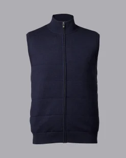 Shop Charles Tyrwhitt Merino Funnel Neck Vest - Navy