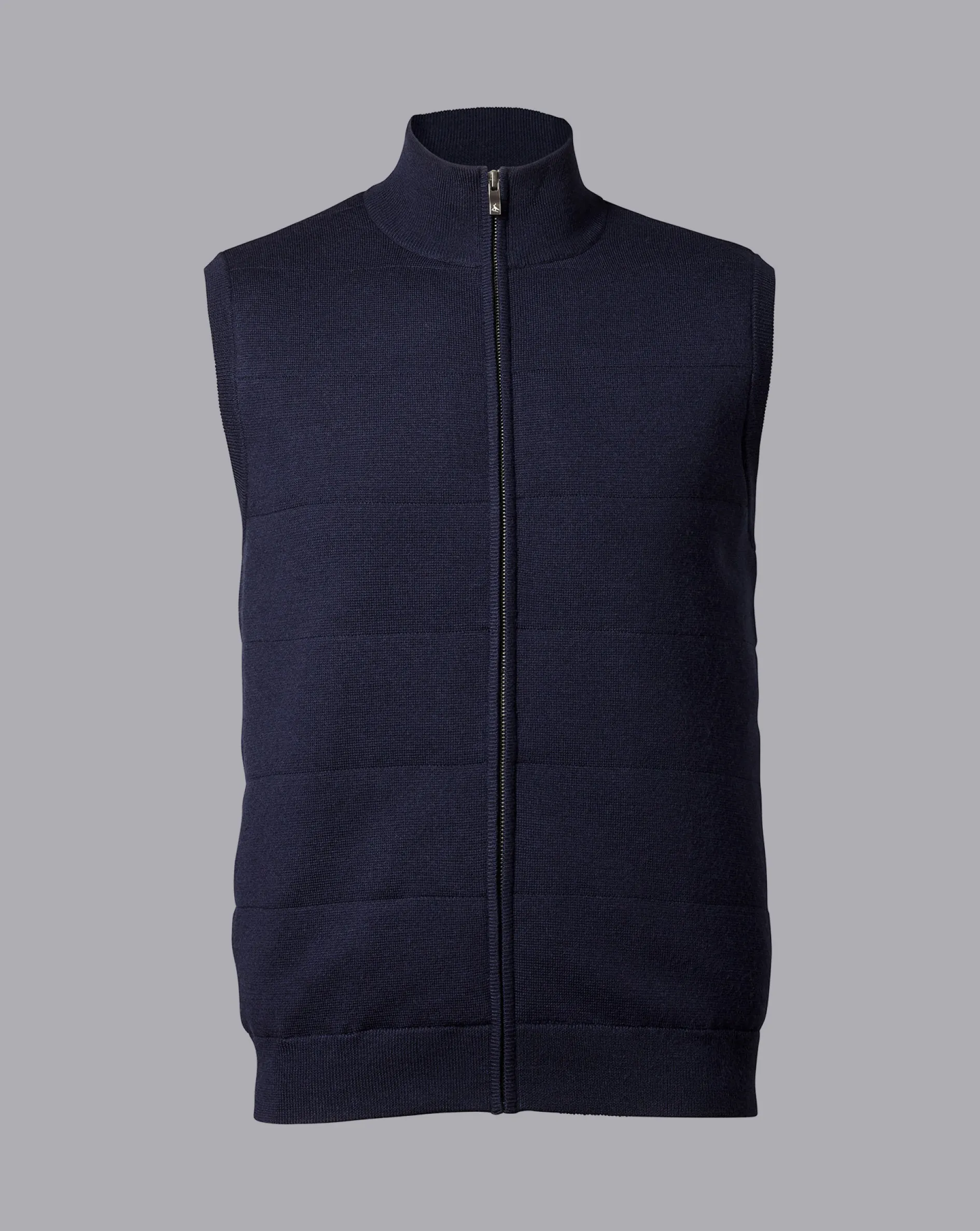 Shop Charles Tyrwhitt Merino Funnel Neck Vest - Navy