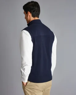 Shop Charles Tyrwhitt Merino Funnel Neck Vest - Navy