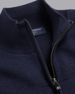 Shop Charles Tyrwhitt Merino Funnel Neck Vest - Navy