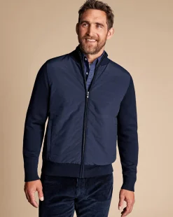 Sale Charles Tyrwhitt Merino Padded Funnel Neck Jacket - Navy