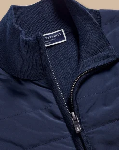 Sale Charles Tyrwhitt Merino Padded Funnel Neck Jacket - Navy