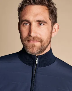 Sale Charles Tyrwhitt Merino Padded Funnel Neck Jacket - Navy