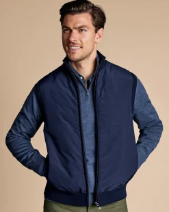 Outlet Charles Tyrwhitt Merino Padded Funnel Neck Vest - Navy