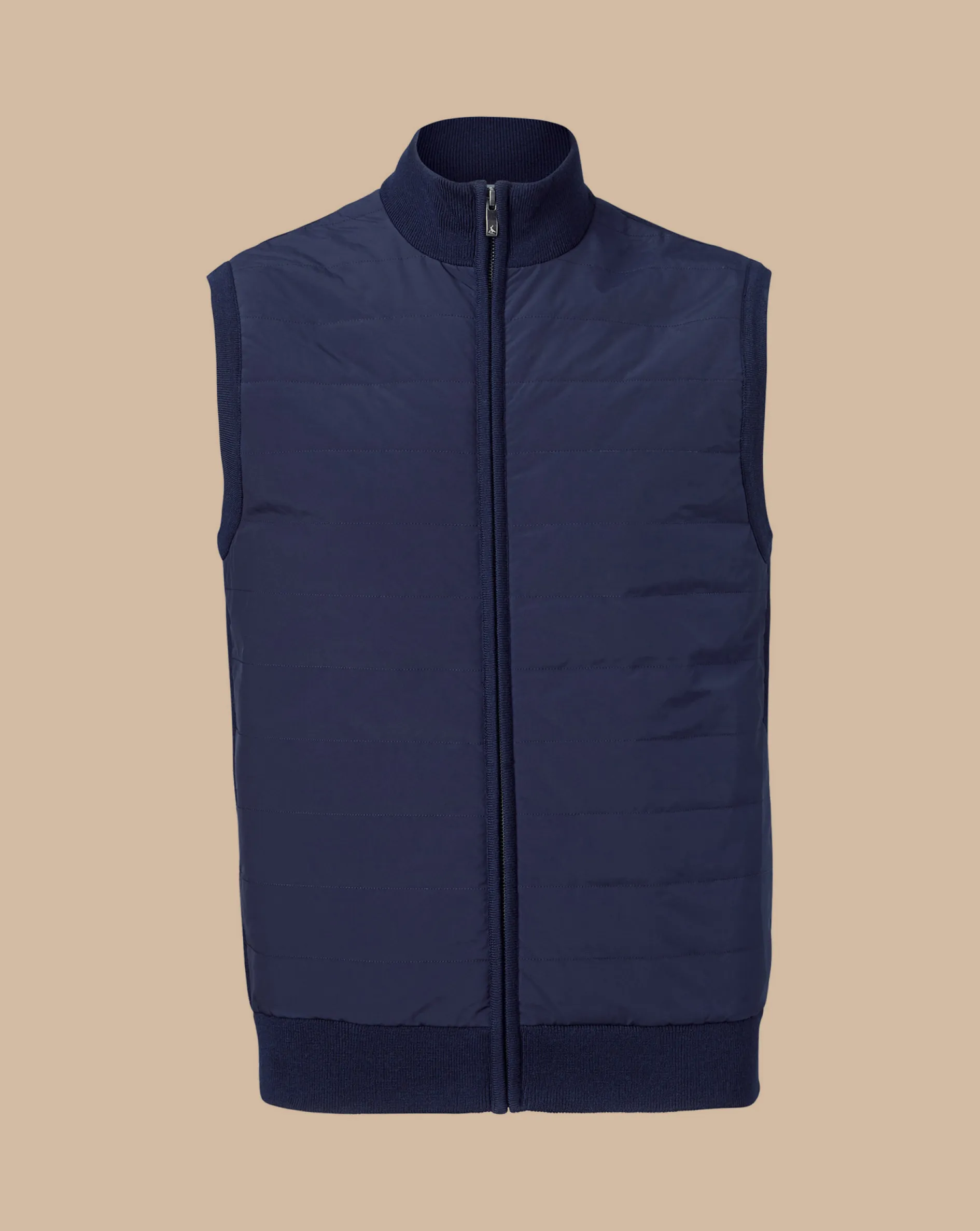 Outlet Charles Tyrwhitt Merino Padded Funnel Neck Vest - Navy