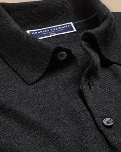 Clearance Charles Tyrwhitt Merino Polo Sweater - Grey Charcoal