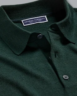 Online Charles Tyrwhitt Merino Polo Sweater - Forest Green